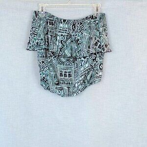 Wet Seal Strapless Blue/Black Pattern Top